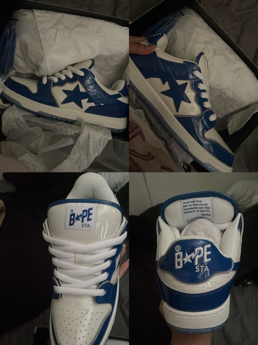 Bape STA Low-Top Sneakers in White and Blue